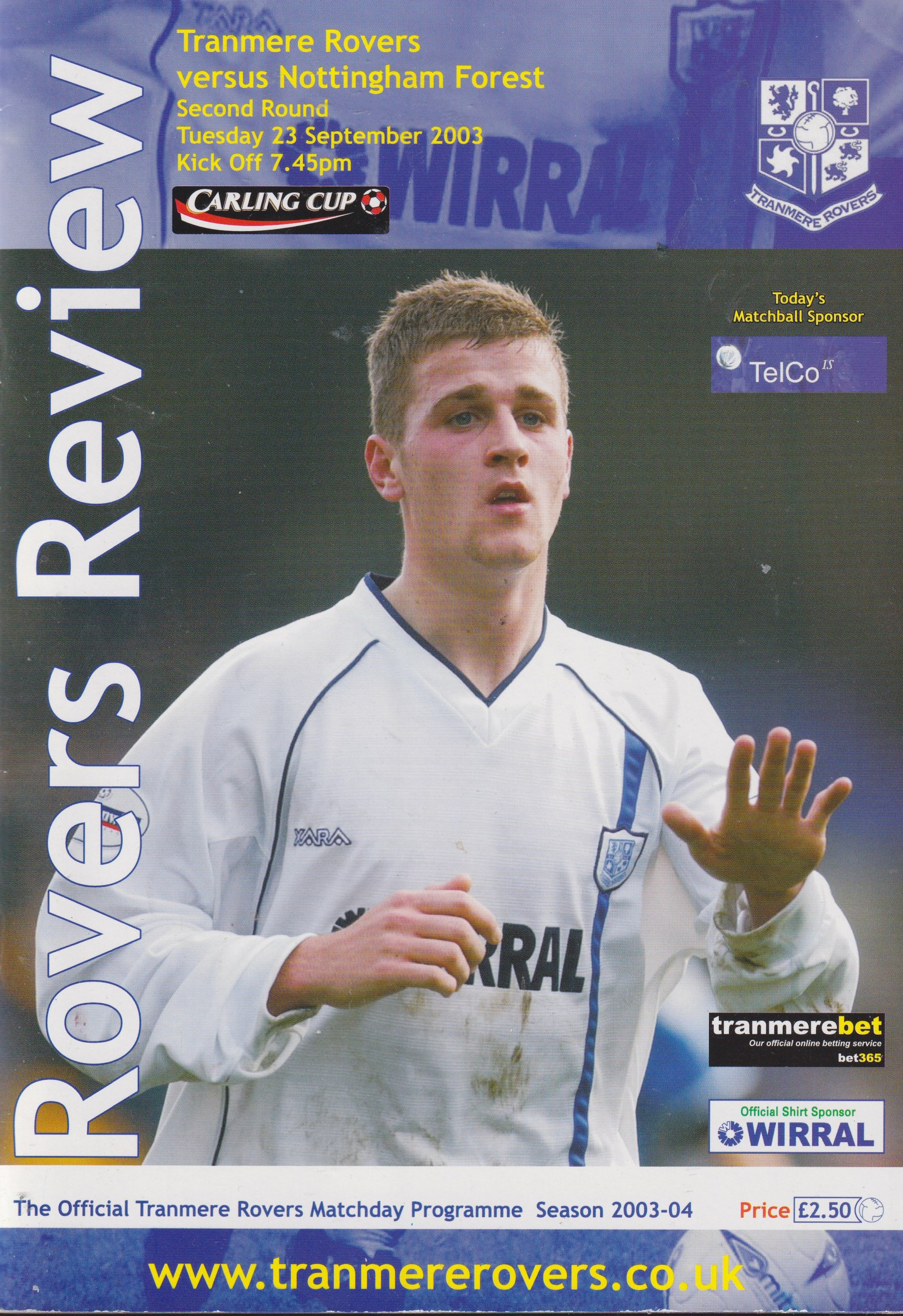 Tranmere Rovers v Nottingham Forest match programme